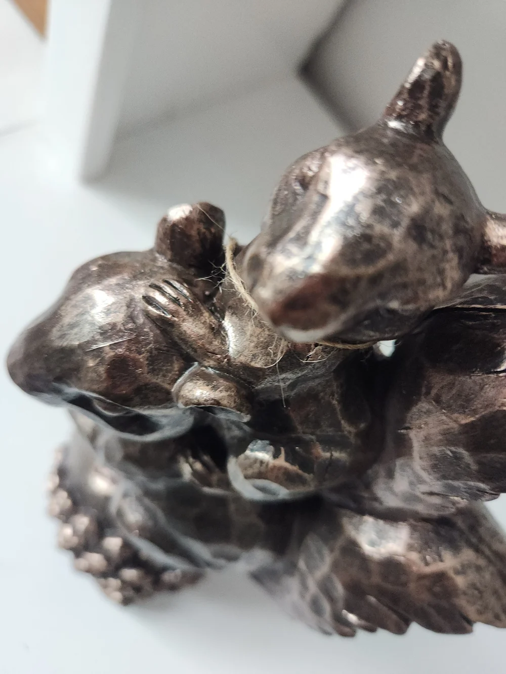 Bronze-Tone Twin Squirrel On Top Of Acorn Resin Figurine Decorative Accent 10 In